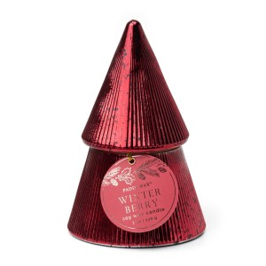 Ароматна соева свещ Падивакс, Зимно бери с капак - Червенo "стъпаловиднo дърво-елха"